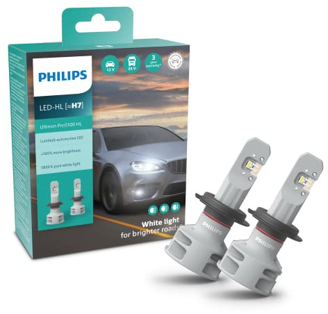 Philips Ultinon Pro5100 LED ampoule de phare automobile (H7), +160%, 5.800K, set de 2