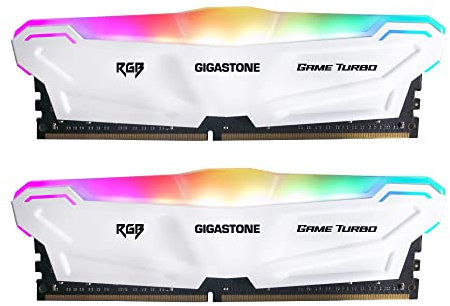 【RGB DDR4 RAM】 GIGASTONE Game PRO 16GB Kit (2x8GB) DDR4-3600MHz PC4-28800 CL 18-22-22-42 Intel XMP 2.0 AMD Ryzen 1.35V UDIMM 288 Pin Unbuffered NNicht-ECC ungepuffert Desktop Arbeitsspeicher - Weiß