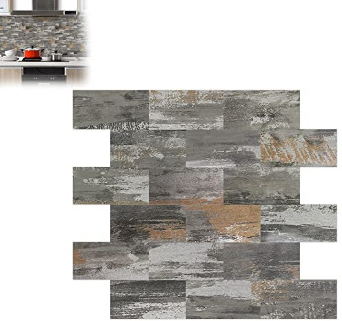 YRHome 10 Blatt Holztextur Wandfliesen Fliesenaufkleber Selbstklebende Fliesensticker Küche Backsplash-Fliesen 34,3 x 29 cm Klebefliesen Fliesendekor Wand Platte für Bad Küche Badezimmer - Modell A