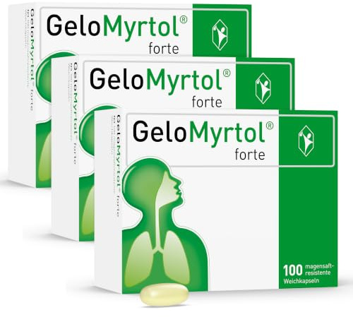 GeloMyrtol forte: Pflanzlicher Schleimlöser für akute und chronische Infektionen der oberen und unteren Atemwege mit Husten, Schnupfen und Druckkopfschmerz - ab 6 Jahren, 3 x 100 Kapseln