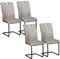 HOMCOM Lot de 4 chaises de Salle à Manger revêtement Microfibre avec Pieds Luge en Acier et poignée Chaise de Cuisine avec Dossier Gris