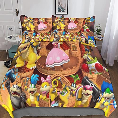 Super Mario Bettdeckenbezug,Mario Luigi Yoshi Bowser and Toad Bettwäsche,deckenbezug,Bettwäsche,Kissenbezüge,Spannbetttücher,Weiche Wendebettwäsche Deckenbezug Mit,Reißverschluss Und KissenbezugDo