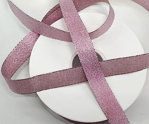 CaPiSo Metallic 20m Länge 15mm Breite Glitter Lammeeband feines Lurexband mehrfarbig Lammee Dekoband Geschenkband Glitzerband Lurex Flieder Silberkante