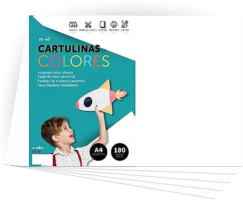 Farbkarton, Karton, A4, intensive Farben, 180 g, für Bastelarbeiten, Drucken Sie Ihre Dokumente und kreativen Designs, Farbfolien A4 · m-office (50 Blatt, weiß)