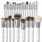 Lot de 26 pinceaux de maquillage professionnels en poils de chèvre naturels avec fond de teint, poudre, blush, anti-cernes, estompeur, fard à paupières, contour, pinceau de maquillage