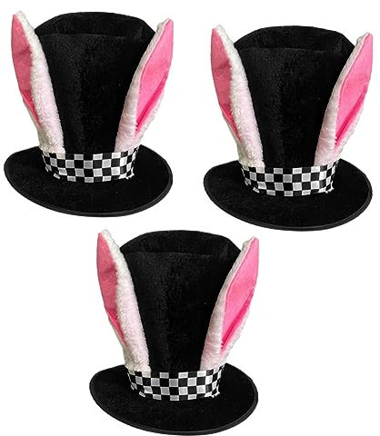 ibasenice 3-Teiliges Hasenohren-Zylinder-Outfit Für Mädchen Und Jungen Anzüge Für Erwachsene Feenkostüm Schwarzes Kostüm Zylinder Osterhasen-Kopfbedeckung Hasenohren-Topper-Mütze