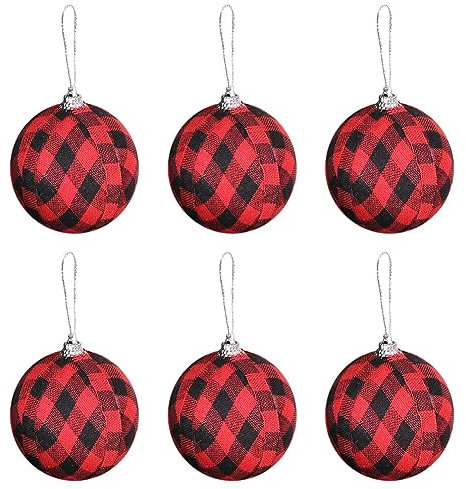 Huamengyuan Kariertes Weihnachtskugel-Ornament,7CM Karierte Weihnachtskugel-Ornamente,Weihnachtskugel-Ornamente,Kugeln zum Aufhängen, Dekoration für Feiertage, Party-Dekoration