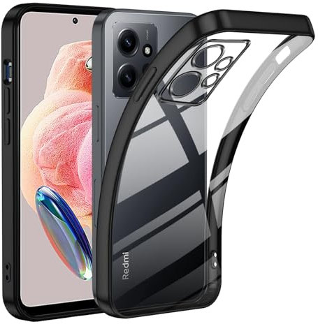 Handyhülle für Xiaomi Redmi Note 12 4G Hülle, Niemals Gelb Durchsichtig Kameraschutz Ultra Dünn Leicht Transparent Original Schutzhülle Weich TPU Silikon Stoßfest Crystal Klar Clear Case, Schwarz