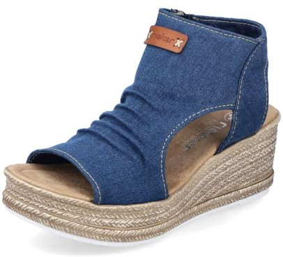 Rieker Sandales à tige pour femme 68791, Bleu 12., 39 EU