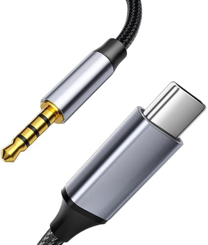 cable aux usb a 3,5 mm Jack cable audio 1m Para audio de coche, altavoces y auriculares, Samsung Galaxy S23, S22, S20, Android, iPad, etc. Cable de audio auxiliar C a jack de 3,5 mm.