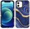 YINLAI for iPhone 12 Case iPhone 12 Pro Case Marble Pattern 3 in 1 Full Body Rugged Hard PC Back Cover Bumper, Silicone Drop Protection Women Cover for iPhone 12 Pro/iPhone 12 6.1 inch,Navy Blue