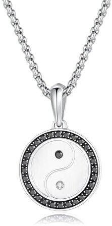 GAVU l Herrenkette Yin Yang Anhänger Halskette mit Edelstahl Boxkette 60cm