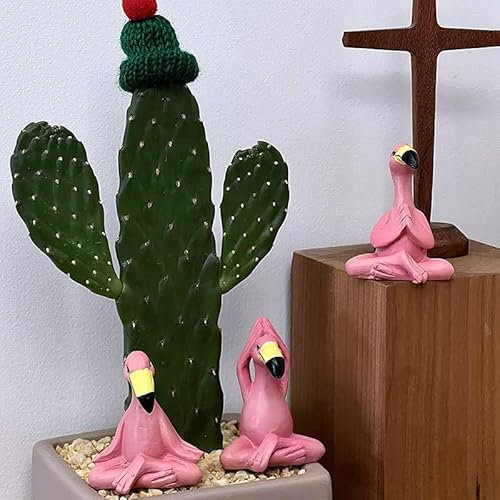 Yoga Flamingo Deko Figuren Miniatur Gartendeko für Außen,Lustige Gartenzwerge Miniatur Gartendekoration für den Außenbereich Zen-Dekoration für Rasen Little Pets Mama Surprise (Rosa)