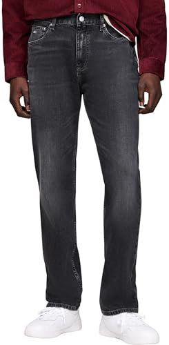 Tommy Jeans Herren Jeans Hose Ryan Straight Regular Fit, Schwarz (Denim Black), 33W/34L