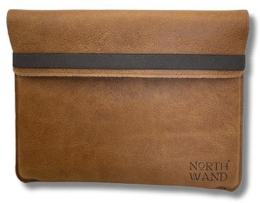 NorthWand Tasche für iPad Pro 12.9/13 Zoll (M4 2024 & 6.Gen), iPad Air (M2 2024) Hülle Case ohne/mit Apple Smart Folio, Keyboard. Pflanzlich gegerbtes Leder & Signet-Prägung. Made in Germany. Braun