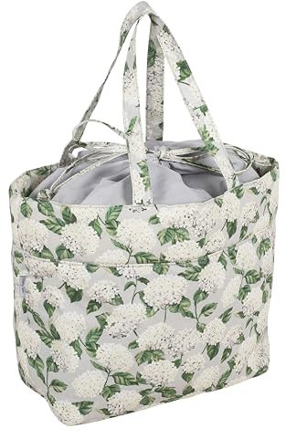 Hobby Gift Drawstring Craft Bag – Wool Storage Tote, Yarn Holder 100% Cotton, Hydrangea, (d/w/h) 18 x 32 x 34cm