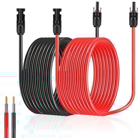 Gabrella Solar Extension Cable - 6mm² 10m/10AWG Wire With Female and Male Connectors, IP67 Waterproof Panel Adapter for Photovoltaic Power Station