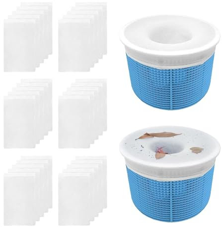 Amacoam Pool Skimmer Socken 30 Stück Skimmerkorb Netz Filtersocken Skimmer Pool Filter Saver Socken Netz Skimmer Filter Netz Pool Skimmer Socks für Oberflächenskimmer Entfernt Schlacken Blätter