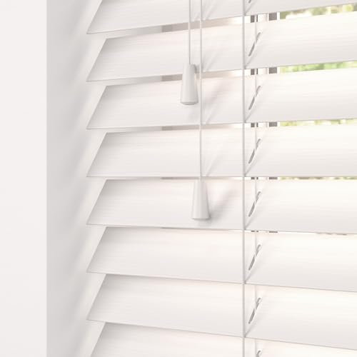 Hand Made To Measure FAUX WOOD Venetian Blinds - British Made - by HOMESMART BLINDS (Cotton White Fine Grain)