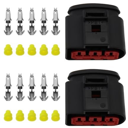 VGOL 2 Sätze 5-poliger MAF-Luftmassenmesser-Anschlusssatz 1J0973775A Wasserdichter Weiblicher JPT-Anschluss Kompatibel mit VW Kompatibel mit Audi