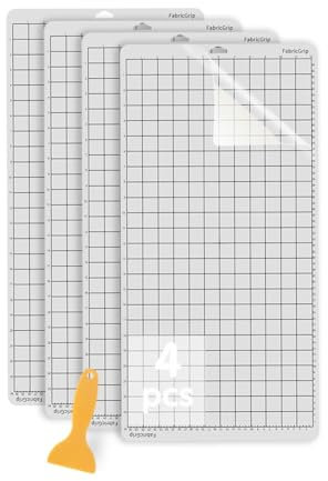 Jerilla 4pcs Cutting Mat for Cricut 12x24 inch StandardGrip Cutting Mats Set Adhesive Sticky Cutting Mats for Cricut Maker/Explore One/Air/Air 2 with Scraper