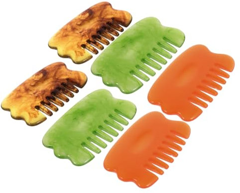 Healvian 6stücke Massage Schaber Gua Sha Massagegerät Multifunktionskamm Kopfhautmassagegerät Guasha-brett Schabebrett Schabekamm Massage Kamm