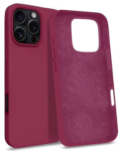 MyGadget Custodia compatibile con iPhone 16 Pro Max - Hardcase con Strato Microfibra & Cover Silicone Resistente - Protezione Antigraffio & Antiurto - Bordeaux