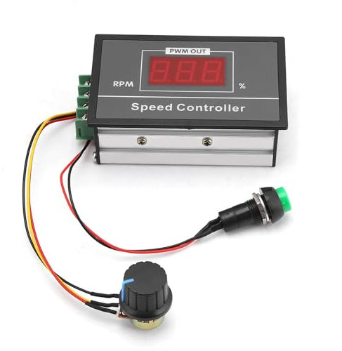 Uadme Regolatore di Velocità del Motore con Manopola, DC 6-60V 12V 24V 36V 48V 30A PWM Interruttore di Arresto del Regolatore di Controllo del Motore CC, Display a LED