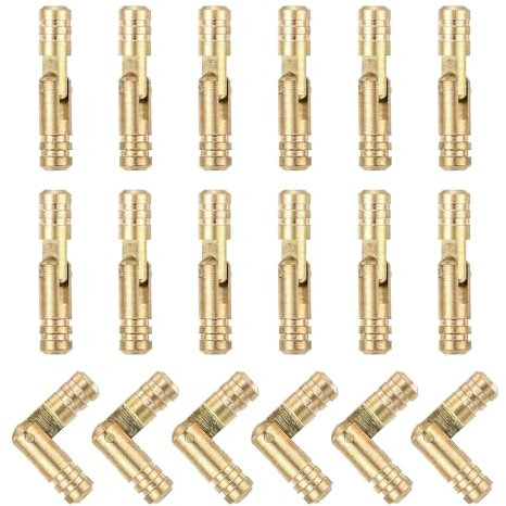 sourcing map Lot de 18 charnières invisibles en laiton - 25 x 5 mm - Support pliable cylindrique caché - Charnières à baril pour boîte à souvenirs, armoire, porte