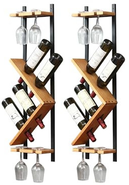 Mensole da bar per vino montate a parete con porta bicchieri da vino appesi Mini mobile bar espositore per bottiglie di liquore per casa bar caffetteria sala da pranzo taglia unica Chaser of Light