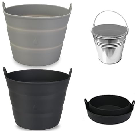 HORREX 2 Pièces Silicone Doublure de Seau de Barbecue Seau Pliant en Silicone Revêtement de Seau à Graisse Barbecue Extérieur Poêle Gel De Silice Accessoires Réutilisables pour Gril à Granulés