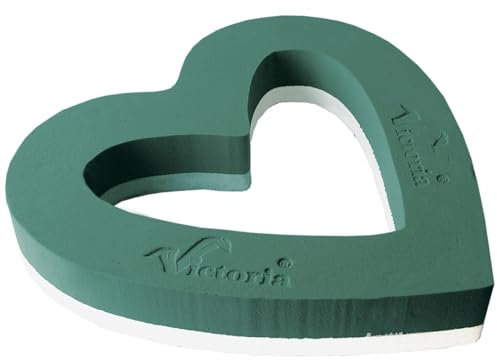 Creativery Nass Steckschaum Herz 30x26x6cm offen 1 Stück - für Profi Floristen & Hobby Bastler - Frischblumen Steckschwamm - Blumen Steckmasse Herzkranz - Floristik Zubehör & Floristikbedarf - Grün