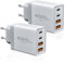 Chargeur pour iPhone, (2 Pack) 40W 4-Port Chargeur USB C, Prise USBC Multi Chargeur Rapide, Double Type C Adaptateur+QC USB Secteur pour iPhone 16 15 14 13 12 11 Pro Max X XS XR 8, iPad, Samsung