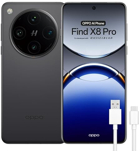 OPPO Find X8 Pro 5G - Smartphone sbloccato con IA, 16 GB RAM + 512 GB, schermo 1,5 K 6,78 AMOLED , fotocamera quadrupla Hasselblad 50 MP, IP68/IP69, batteria 5910 mAh, ricarica rapida 80 W, AI