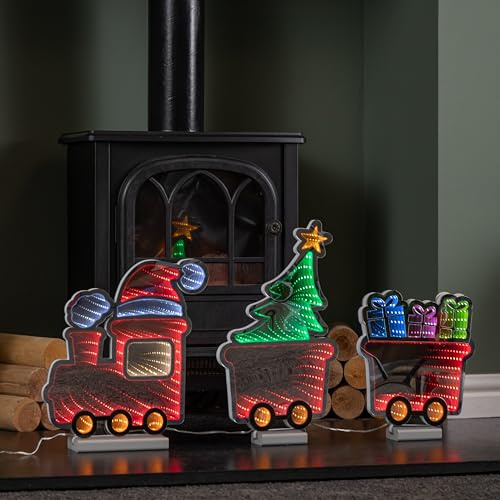 Samuel ALEXANDER 70cm Light up Infinity Christmas Train with 2 Carriages and Multi-Coloured LEDs