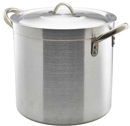 Aluminium Deep Stockpot with Lid – 17L Large Cooking Pot for Soups, Stews & Boiling – Durable & Lightweight Catering Cookware