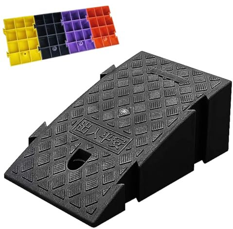 SFNIOKFG Rampe de Trottoir Portable et légère en Plastique Robuste pour fauteuils roulants, Portes, Scooters, Motos, Voitures, trottoirs, 1 Paquet (Noir, Hauteur 16 cm)