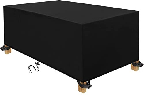 Housse de protection imperméable et résistante aux UV et aux intempéries pour meubles de jardin de 6 à 8 places, 290 x 210 x 95 cm, noir