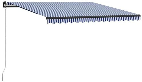 ShGaxin Tenda da Sole Retrattile Manuale con LED 450x300cm Blu e Bianco,Anti UV,Tenda Sole Retrattile,Tende da Giardino-3055230
