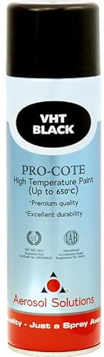 Chemodex Pro Cote Spray Paint - VHT Matt Black (500ml). High Temperature Spray Paint for Steel, Aluminium, Iron and Other Metals. 500ml Aerosol Spray Bottle. Fast Drying Spray Paint.