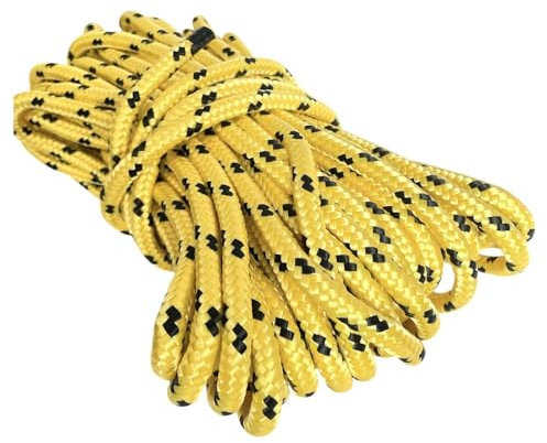 BK Shop Polypropylenseil 12 mm x 50 m - Geflochtene Schnur PP Gelb - Wasserdichtes Seil mit Kern - UV-beständiges Zugseil - Polypropylen-Kordel für Bauwesen, Verkehr, Segeln und Wassersportarten