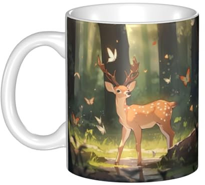 WHJDPP Bambi Picture Tasse aus Keramik für Cappuccino, Latte, Müsli, Joghurt, Milch, heiße oder kalte Getränke, Mikrowellenofen