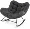 COSTWAY Outdoor Rocking Chair, Oversized Patio Wicker Egg Chair with Thick and Removable Cushion, Rattan Comfy Rocking Lounge Chairs for Living Room, Balcony, Yard & Porch (Grey, 110 x 95 x 94 cm)
