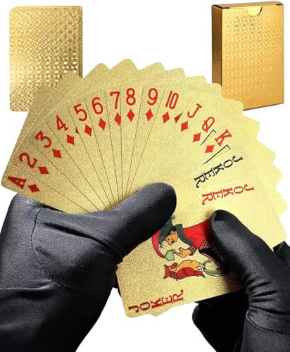 Boncy® Luxus Spielkarten - Gold Kartenspiel - 100% Kunststoff & Wasserdicht Karten - Spielkarten Pokerkarten - Spielkarten für Poker