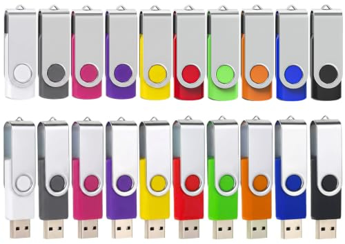 20 Stück 1GB USB Stick USB 2.0 Speicherstick Rotate Mehrfarbig WISEORANGE | Bulk Rotate High speed Memory Sticks mit Aufkleber LED-Indikator 20er Pack 1GB Flash DriveN für PC/Laptop/Car Audio/Smart TV