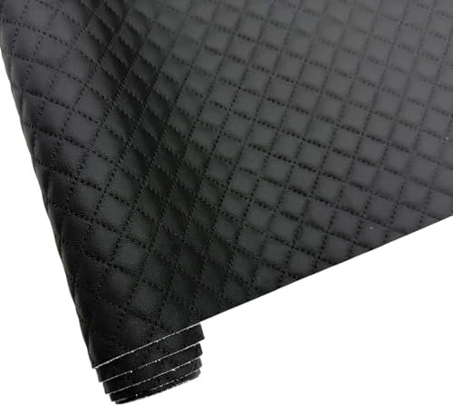 Weiches Kunstleder Gewebe 41x135cm Polsterstoff Gestepptes PU-Leder für Ledertaschen, Autoinnenräume, Sofas, handgefertigte DIY (Schwarz)