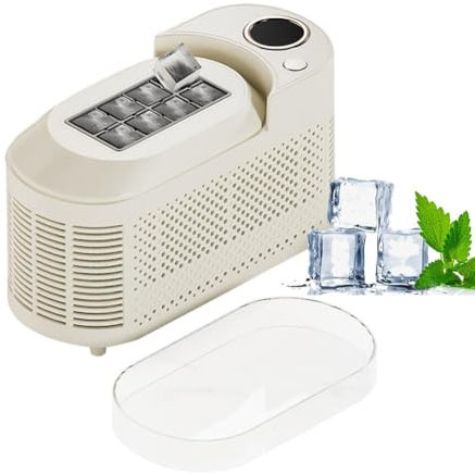 Countertop Ice Maker - 8 Cubes Ready in 10 Mins, Portable Ice Cube Maker Electric Ice Machine for Home Camping RV Car & All Spaces, Clear & Large Ice Cubes (White)