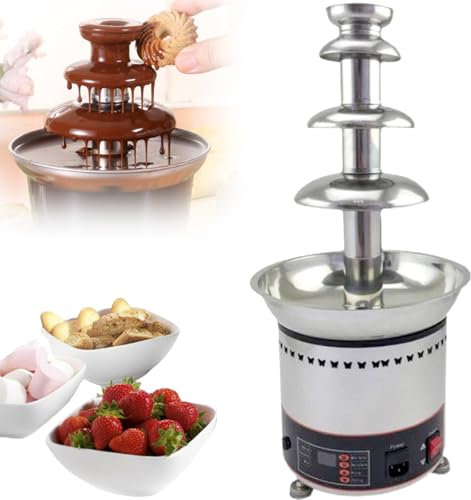Fontaine à chocolat électrique, 4/5/6/7 éTages De Cascades De Chocolat, Grande fontaine à chocolat avec fonction maintien au chaud, En acier inoxydable,pour Noël, l'anniversaire des Enfants ,4Tier