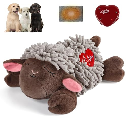 ALL FOR PAWS Hunde-Herzschlag-Spielzeug, Plüschspielzeug für Haustiere, Beruhigender Plüschkamerad, USB-aufladbares Anti-Angst-Spielzeug für Welpen, Hunde und Katzen