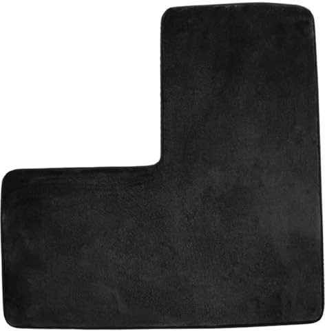 Licsaliwe L-förmige Badezimmermatte, Rutschfester Korallenvlies-Eckteppich für Dusche, WC/31, 5 x 31, 5 Zoll (schwarz)